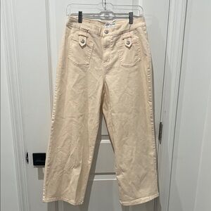 Marc New York Cream Wide-Leg Cropped Jeans